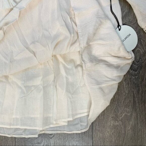 Tularosa Revolve Huxley Top Cream Tassels ties Gauze Crochet Flutter Sleeve - Picture 10 of 15